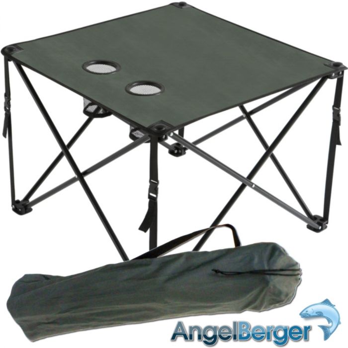 Angel Berger Campingtisch faltbar mit 2 Getränkehalter Bivvy Table  Angeltisch Klapptisch Falttisch