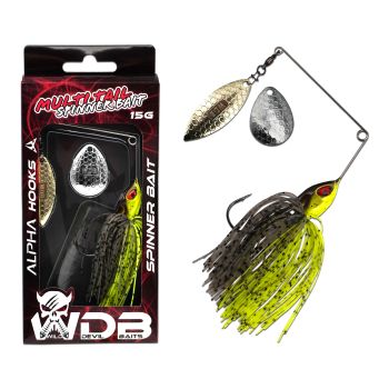 Wild Devil Baits Multi Tail Spinnerbait Spinner Bait Kunstköder Spin Jig Angelköder Barsch Hecht Zander-UV Green Pumpkin Chartreuse