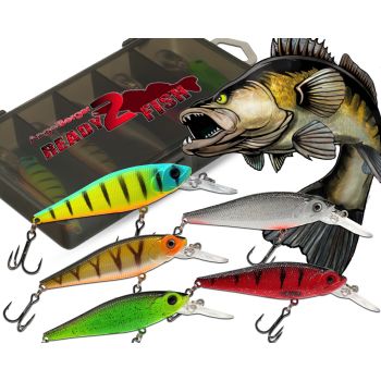 Wild Devil Baits Ready2Fish Wobbler Set Deep Shad in Box Wobbler Hardbaits für Hecht Zander Barsch 