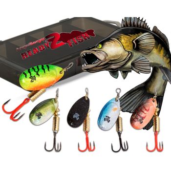 Wild Devil Baits Spinner Sortiment Zander in Box Pike Perch Spinnköder Kunstköder Set Angelköder Spoon