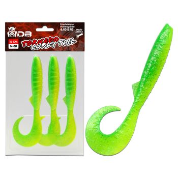 Wild Devil Baits Tornado Curly Tail Green Flash Twister Gummifisch Shad Kunstköder Softlure Gummiköder Hecht Barsch Zander