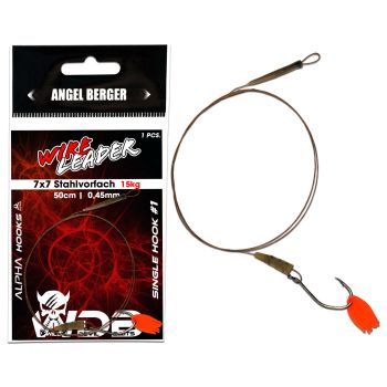 Wild Devil Baits Wire Leader Single Hook Stahlvorfach mit Einzelhaken 50cm 15kg Baitfish Rig 7x7 Raubfisch Vorfach Köderfisch Vorfächer