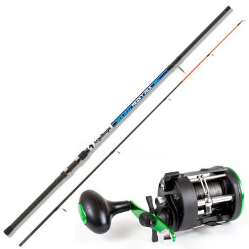 Hochsee Angelset Komplettset Rute+Rolle+Zubehör 240cm 100-300g Shads Jigs Dorsch 