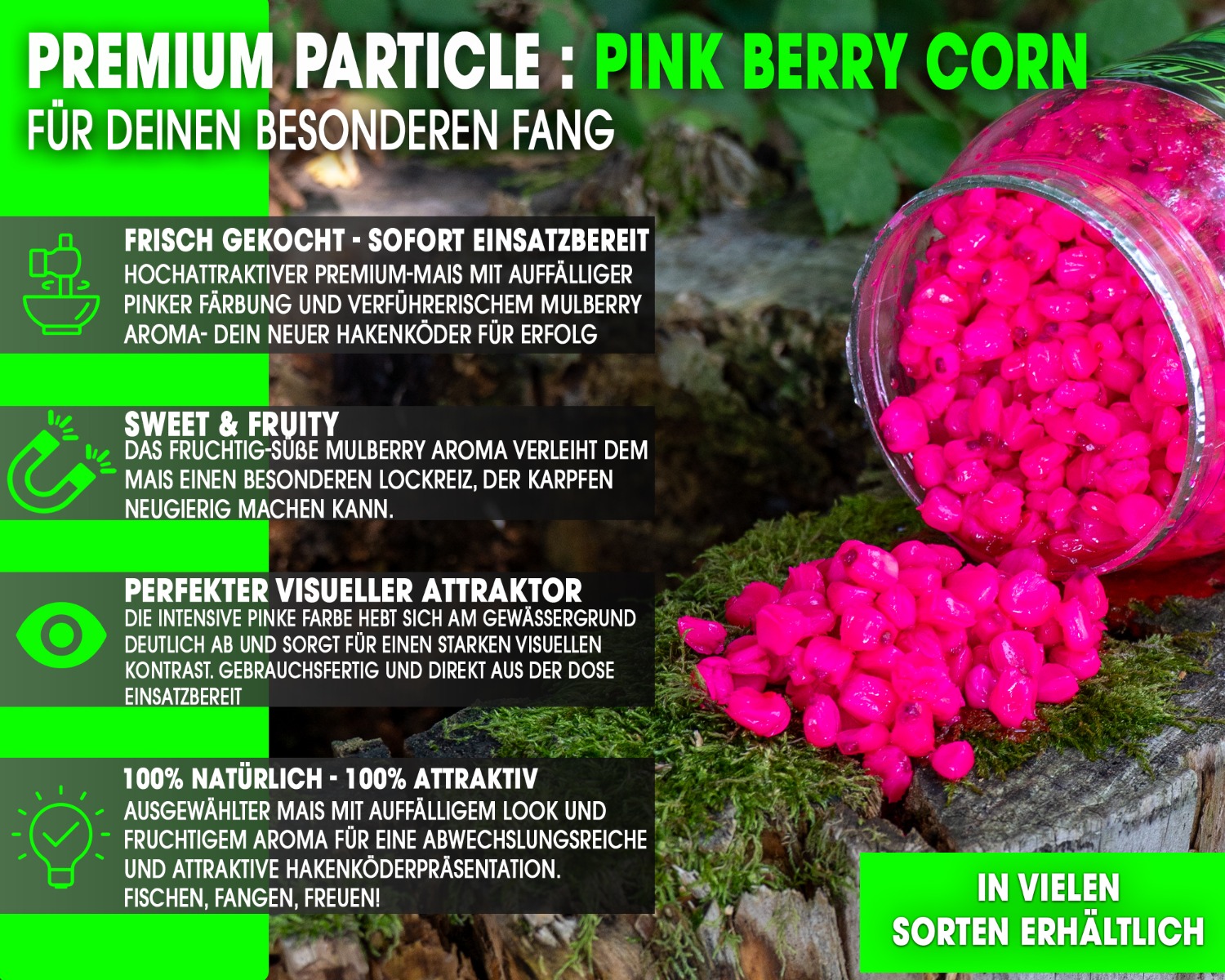 Magic Baits Premium Particle Pink Berry Mais gekochte Partikel