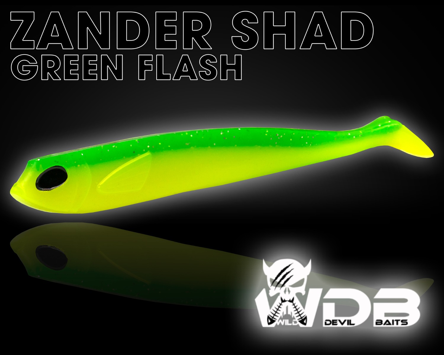 Wíld Devil Baits Zander Shad Gummifisch Zanderköder - Softbait Zandergummi Gummiköder Kunstköder Angelköder-Green Flash