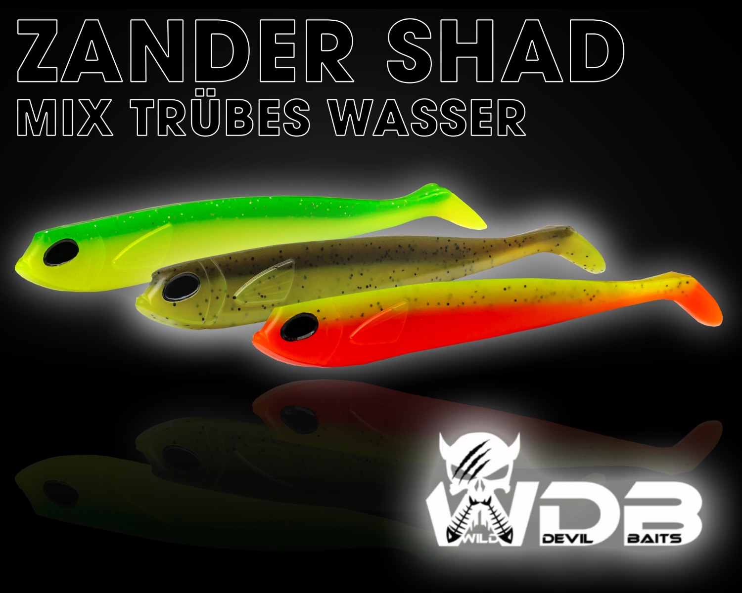 Wíld Devil Baits Zander Shad Gummifisch Zanderköder - Softbait Zandergummi Gummiköder Kunstköder Angelköder-Trübes Wasser