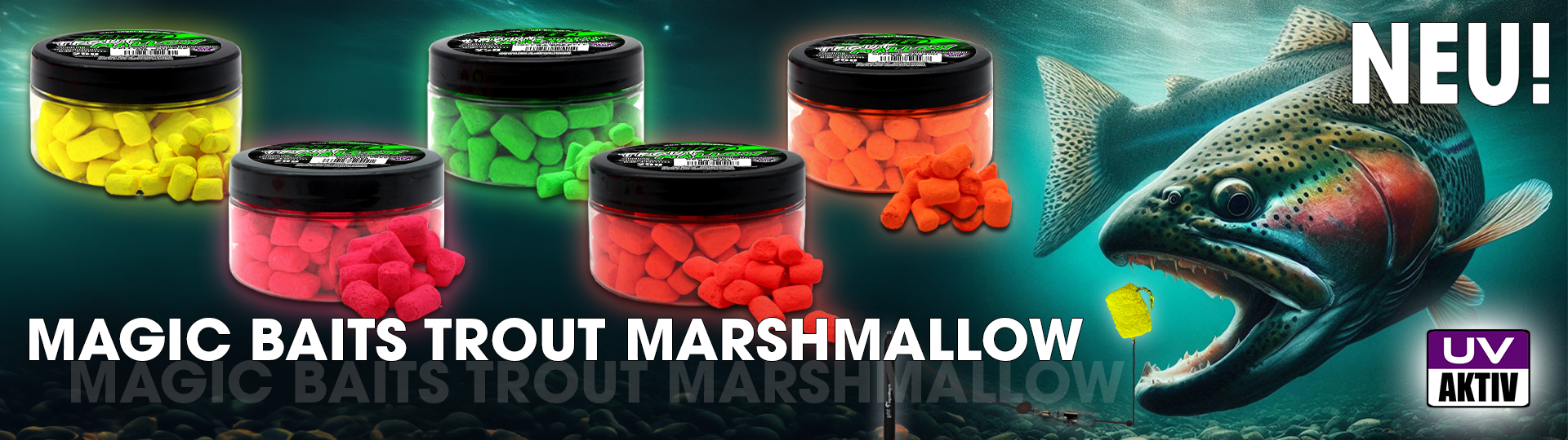 NEU! Magic Baits Trout Marshmallow Forellenköder schwimmend Forellenteig Angelköder Forelle Trout Bait