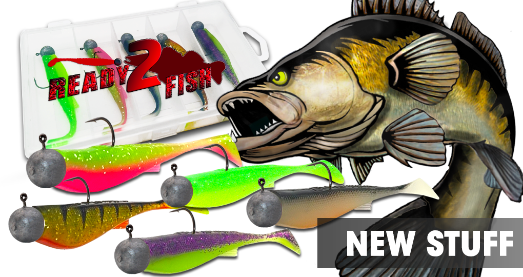 Wild Devil Baits Ready2Fish Smart Shad Zander mit Box Gummifisch Set mit Jighaken Kunstköder Gummiköder Angelköder